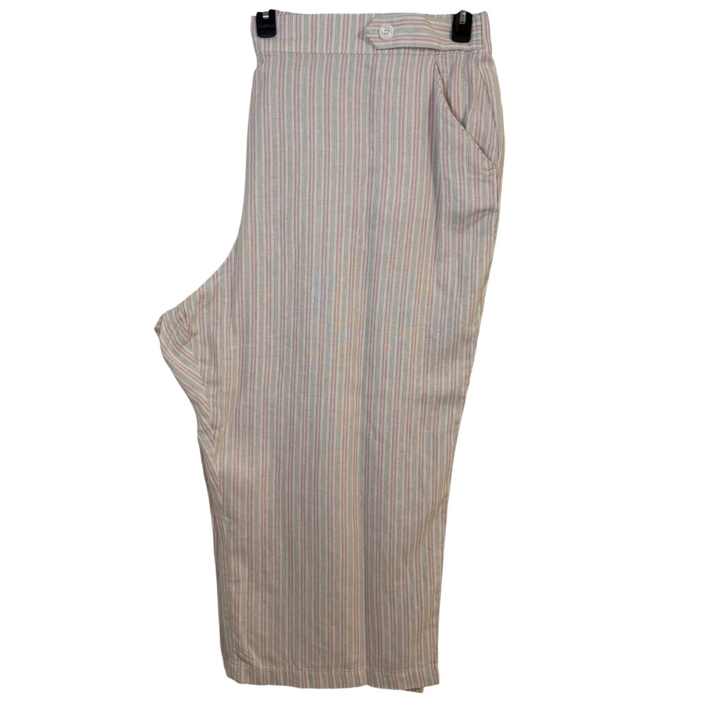 ✨Croft & Barrow‎ Linen Blend Striped High Waist Cropped Pants Plus Size 4X